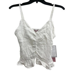 Crave Fame Junior's White Daisy Crop Top Tank Top NWT